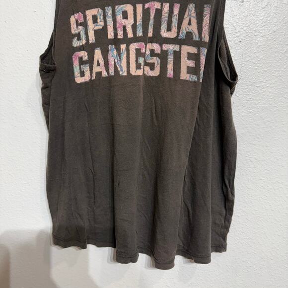 Spiritual Gangster Black Floral Logo Tank Muscle Tee Sz M - Picture 4 of 13